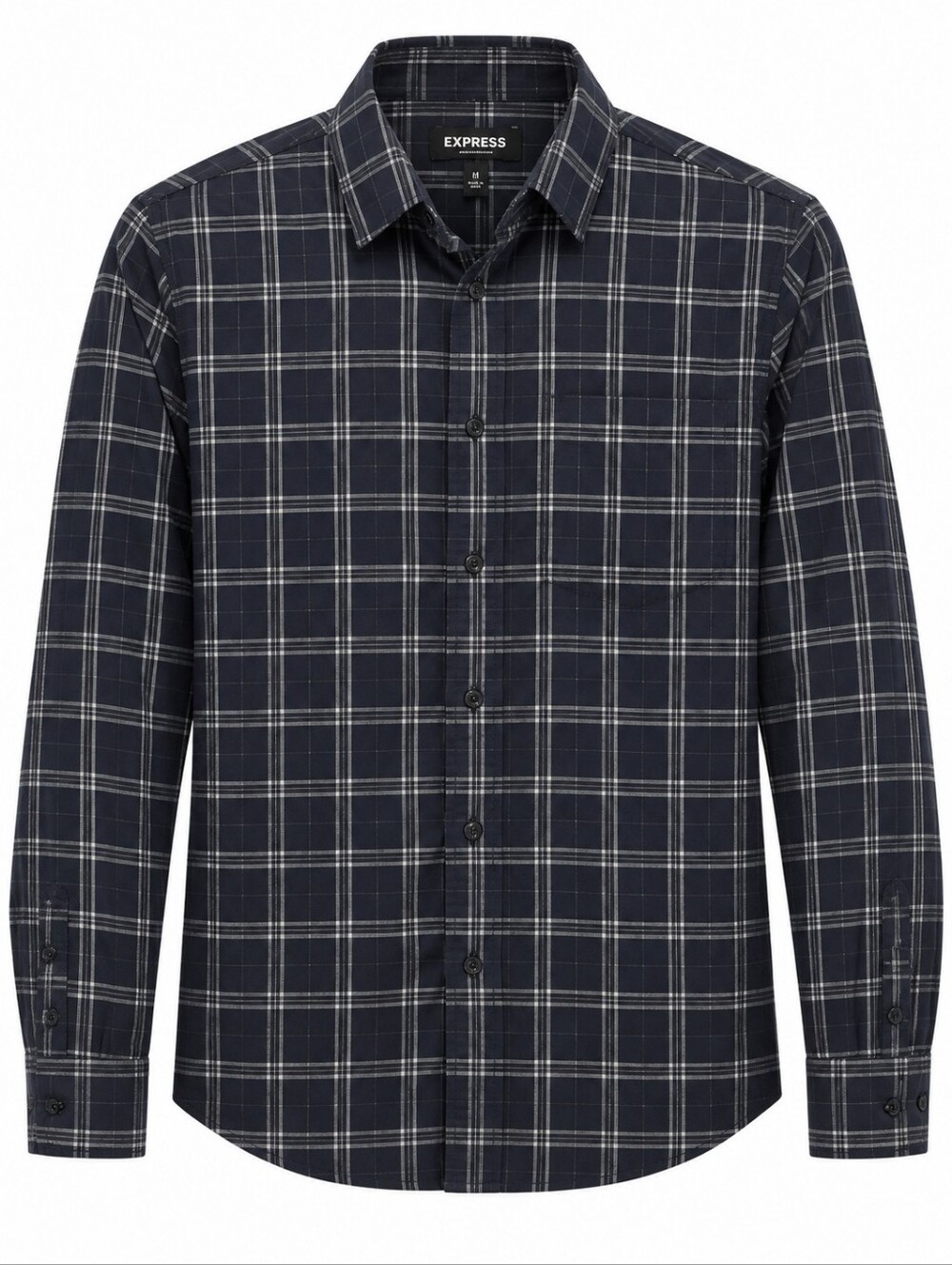 Express Performance Slim Fit Plaid Button Down Shirt Men’s M